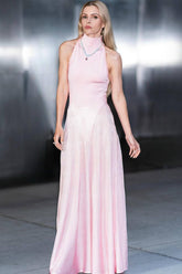 Halter Sheer Flared Dress